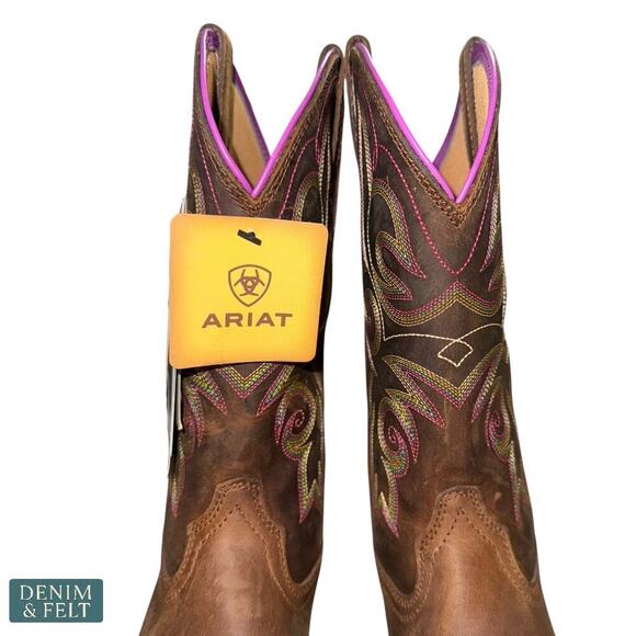 Ariat Hybrid Rancher Brown Leather Wide Square Toe Cowboy Boots Women’s 7B NEW - Picture 8 of 14